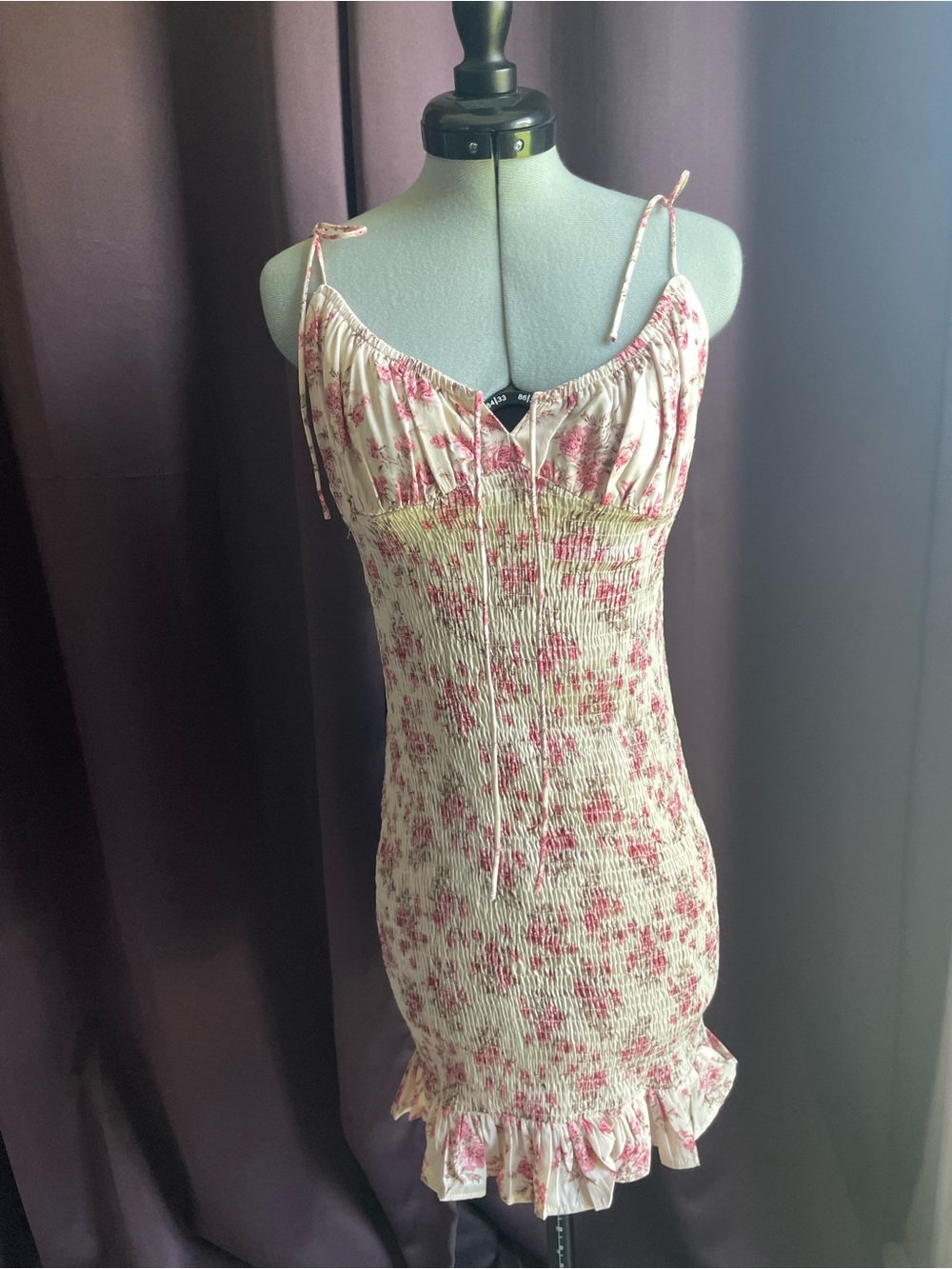 Smocked Pink Floral Tie-Shoulder Kids' Casual Dress